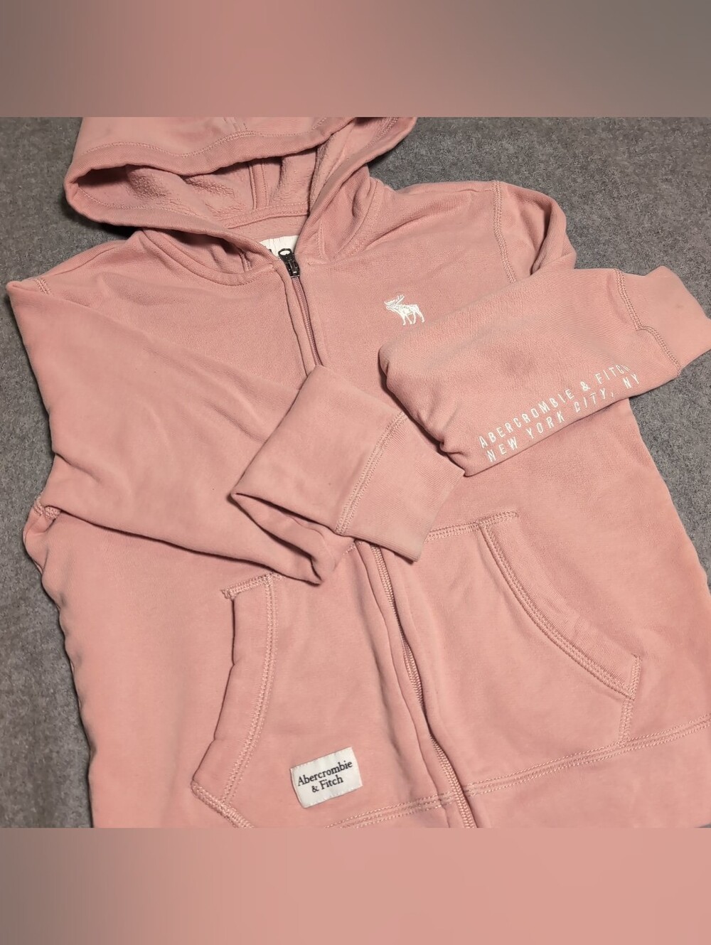 Abercrombie Kids Pink Full Zip Hoodie Sweatshirt Size 11 12 Y2K Preppy